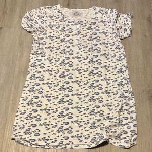 Peacocks Kids Leopard Print Tee - Cream and Blue